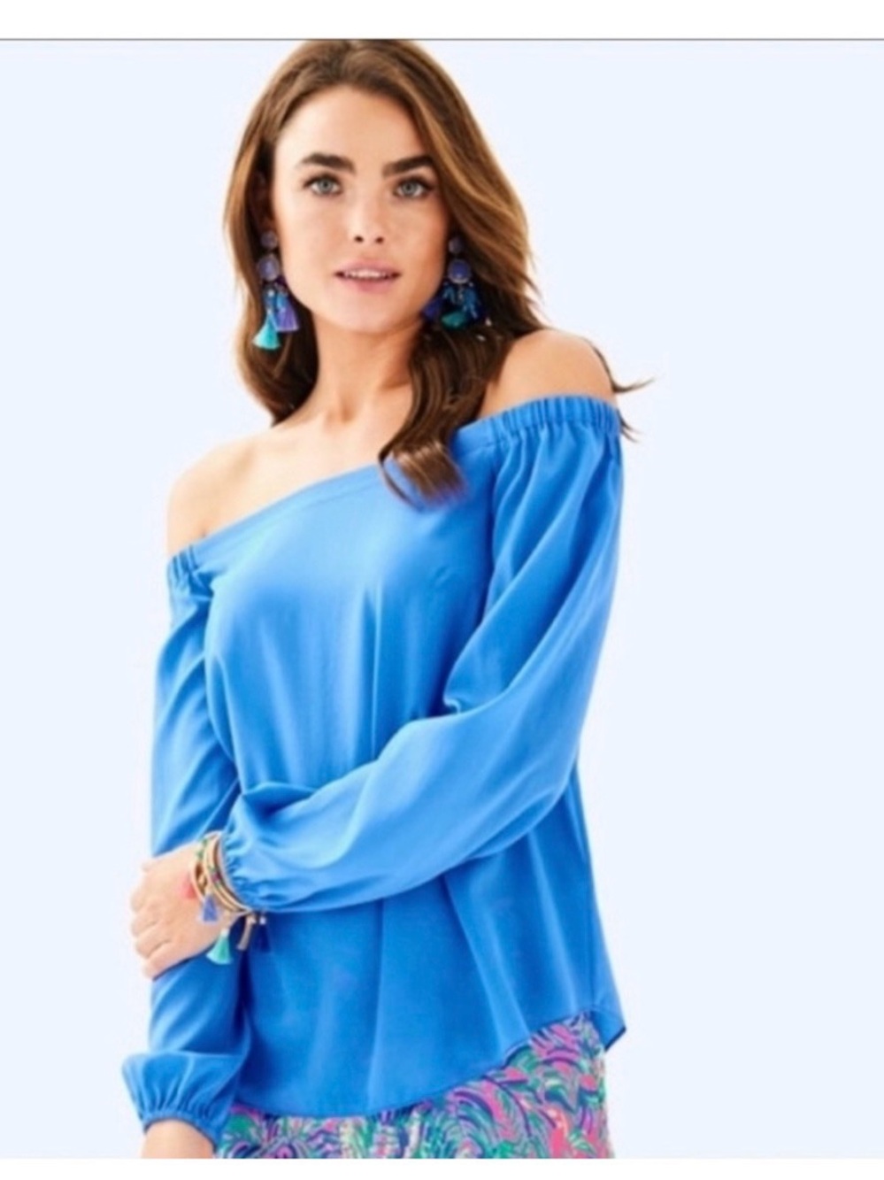Lilly Pulitzer Adira Silk Off The Shoulder Blouse
